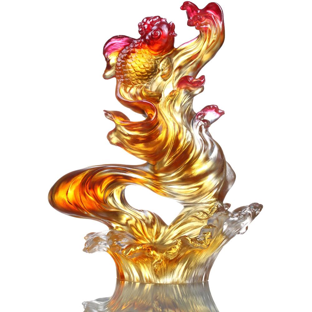 Crystal Fish, Goldfish, Upstream In Song - LIULI Crystal Art