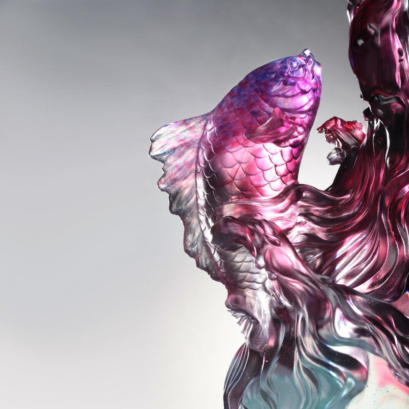 Crystal Mythical Creature, Dragon-Fish, Rising Into the Heavens - LIULI Crystal Art