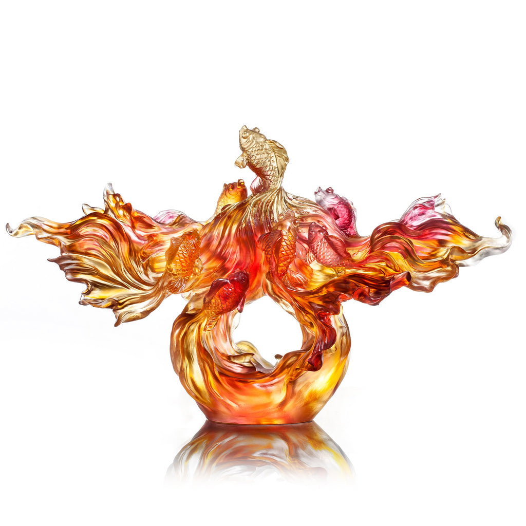 Crystal Fish, Goldfish, Rising New Era, 24k Gold Leaf - LIULI Crystal Art