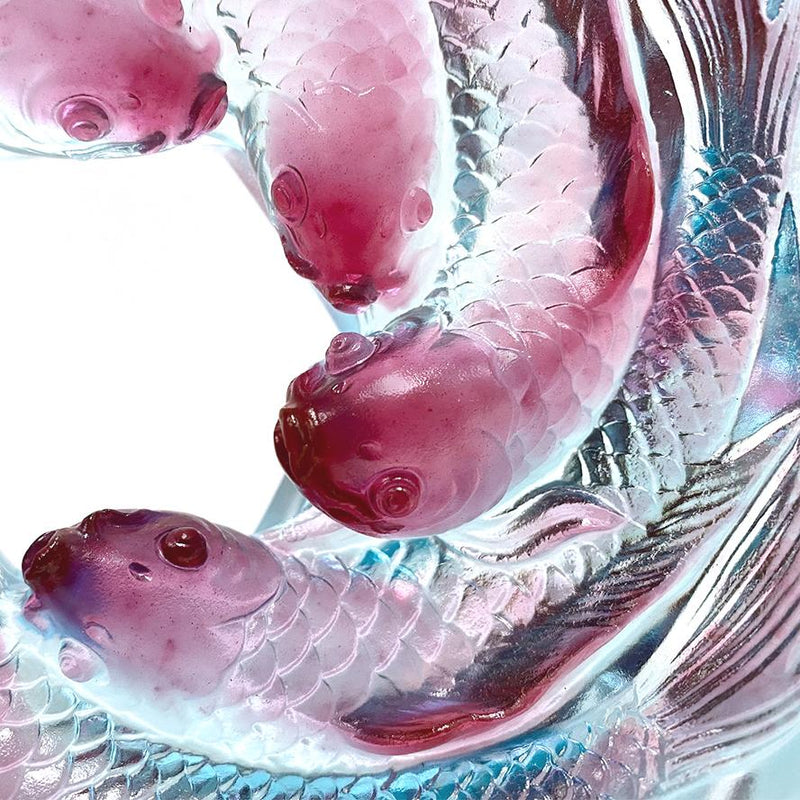 Crystal Fish, Koi Fish, Roiling Waters - LIULI Crystal Art