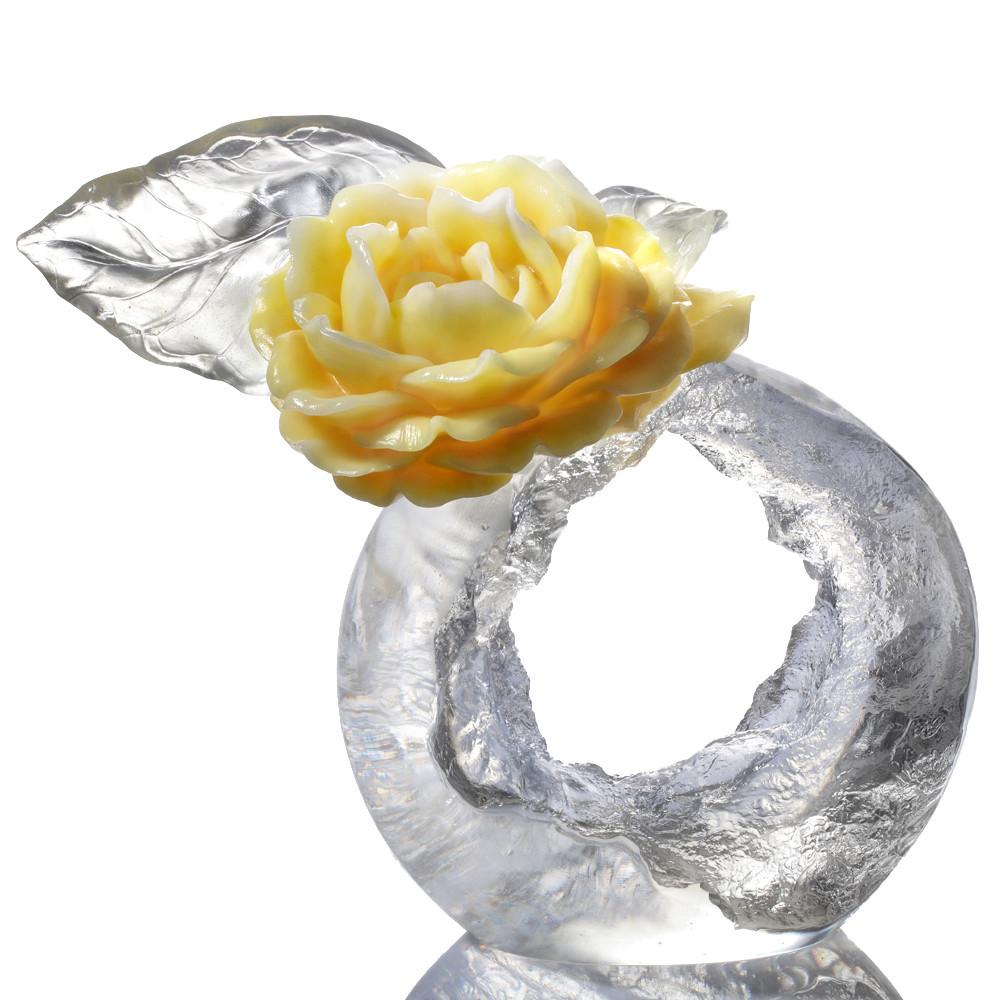 Collector Edition-Crystal Flower, Camellia, A Chinese Liuli Flower, Singular Elegance - LIULI Crystal Art