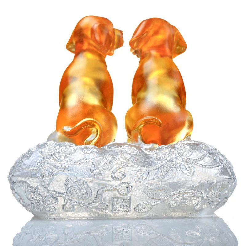 Crystal Animal, Dog, New Century of Luck - LIULI Crystal Art