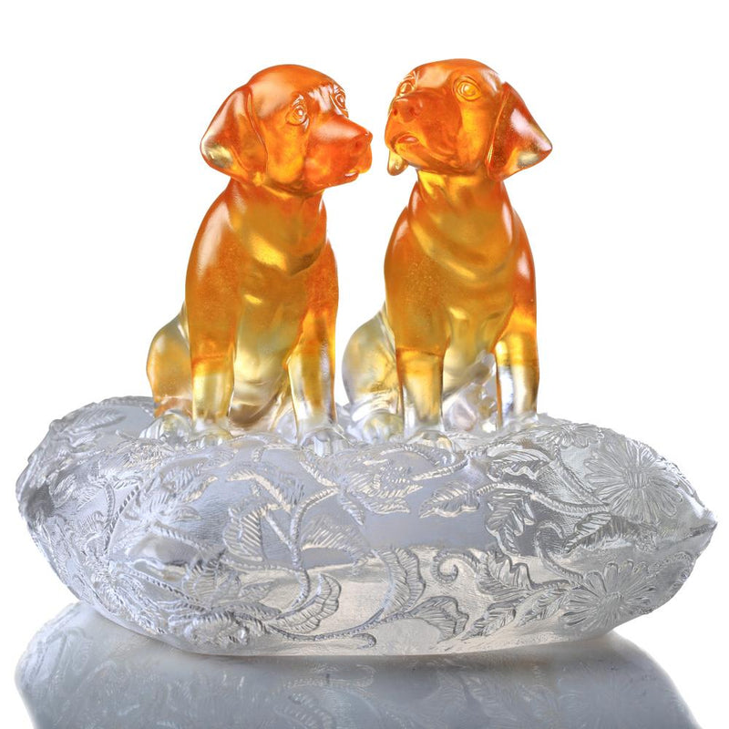 Crystal Animal, Dog, New Century of Luck - LIULI Crystal Art