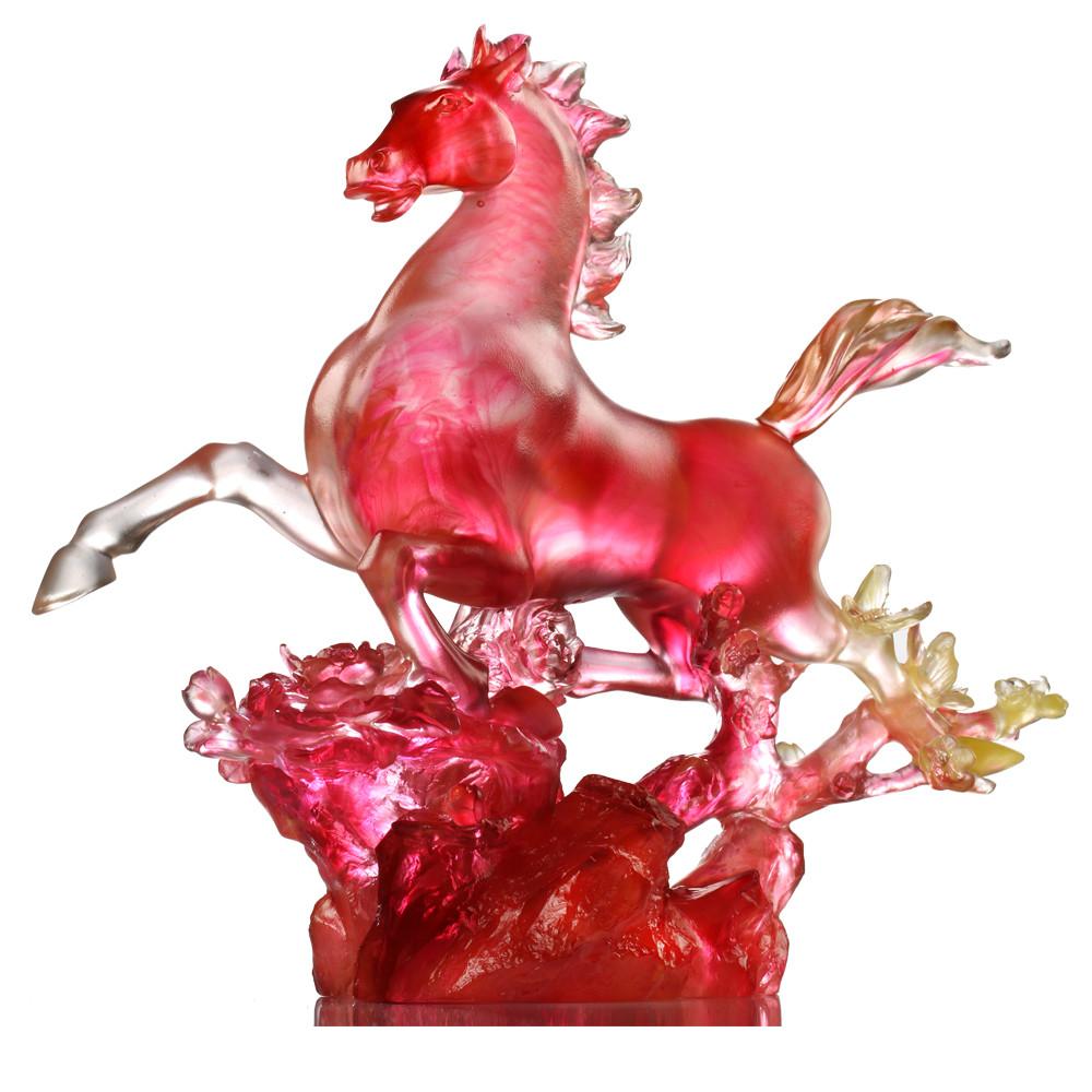 Crystal Animal, Horse, Dancing In The Spring Breeze - LIULI Crystal Art