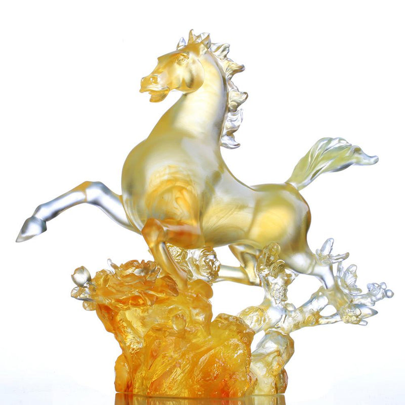 Crystal Animal, Horse, Dancing In The Spring Breeze - LIULI Crystal Art