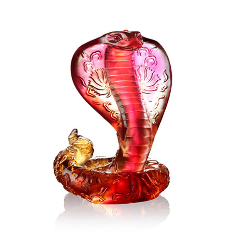 Opulence Invites Sun and Moon (Prosperity) - Crystal Cobra Snake Figurines - LIULI Crystal Art