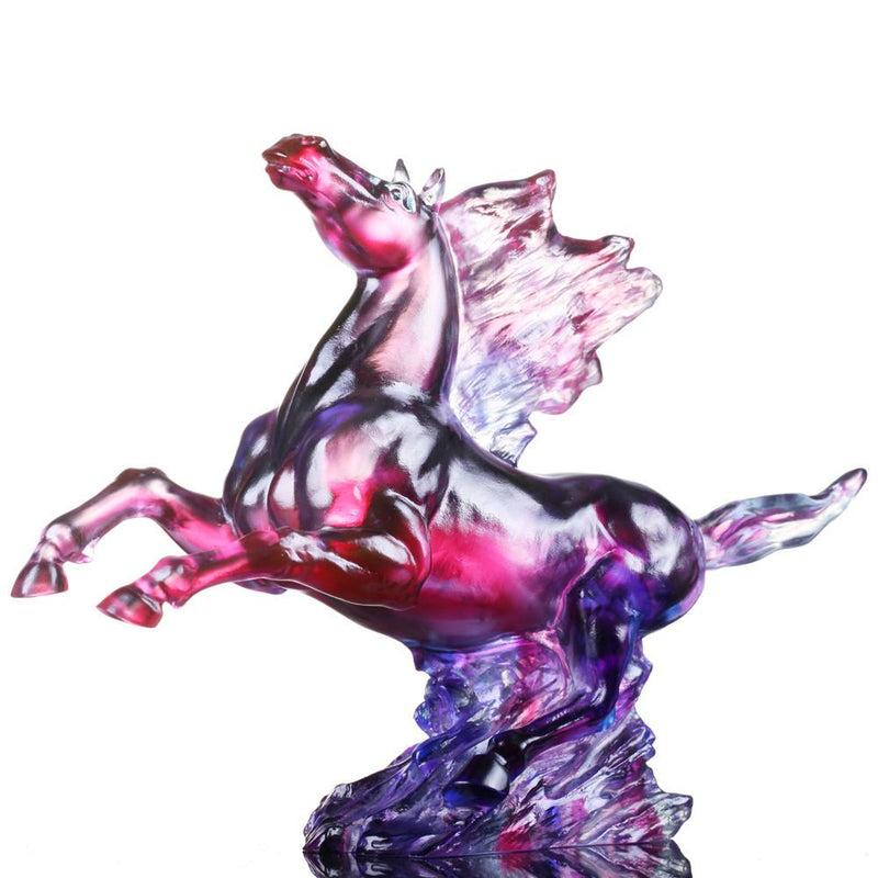 Crystal Animal, Horse, Galloping in the Storm - LIULI Crystal Art