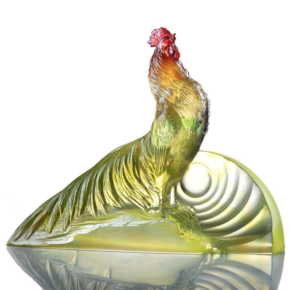 Welcome the Sunrise (Motivation) - Rooster Figurine - LIULI Crystal Art