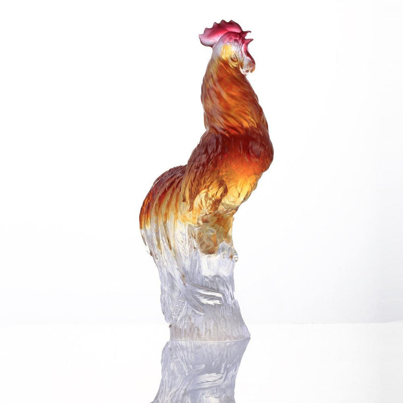 -- DELETE -- Rooster Figurine (Nobility) - "First Ray of Sunlight" - LIULI Crystal Art