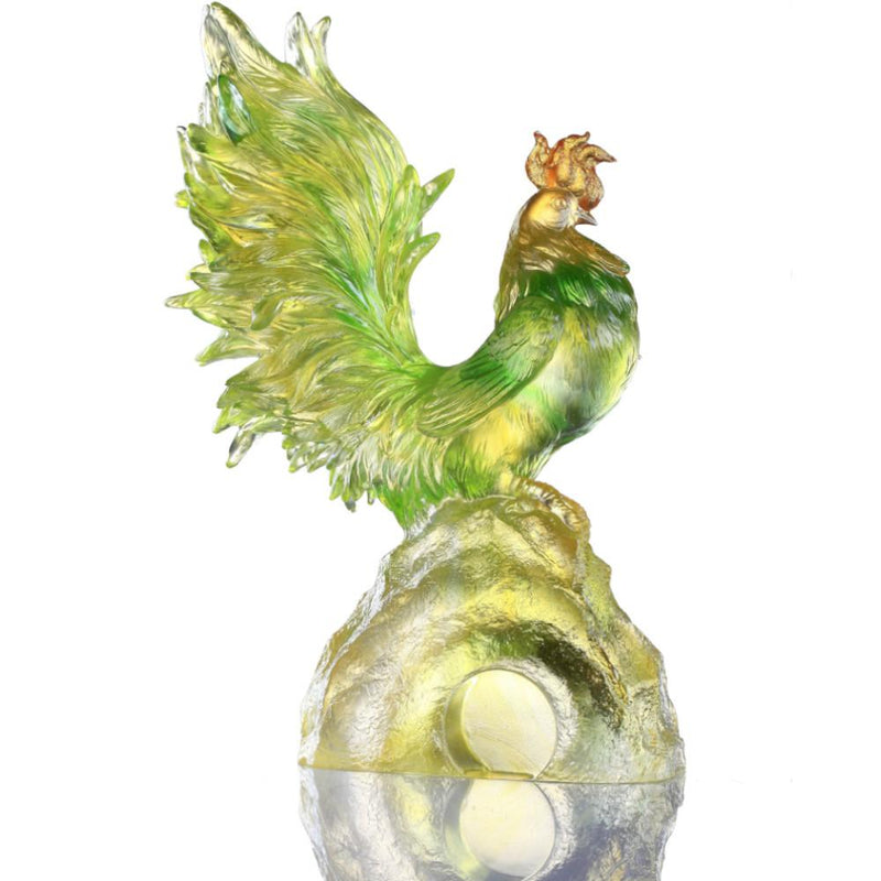 Dance of the Spring Wind (Confident) - Rooster Figurine - LIULI Crystal Art