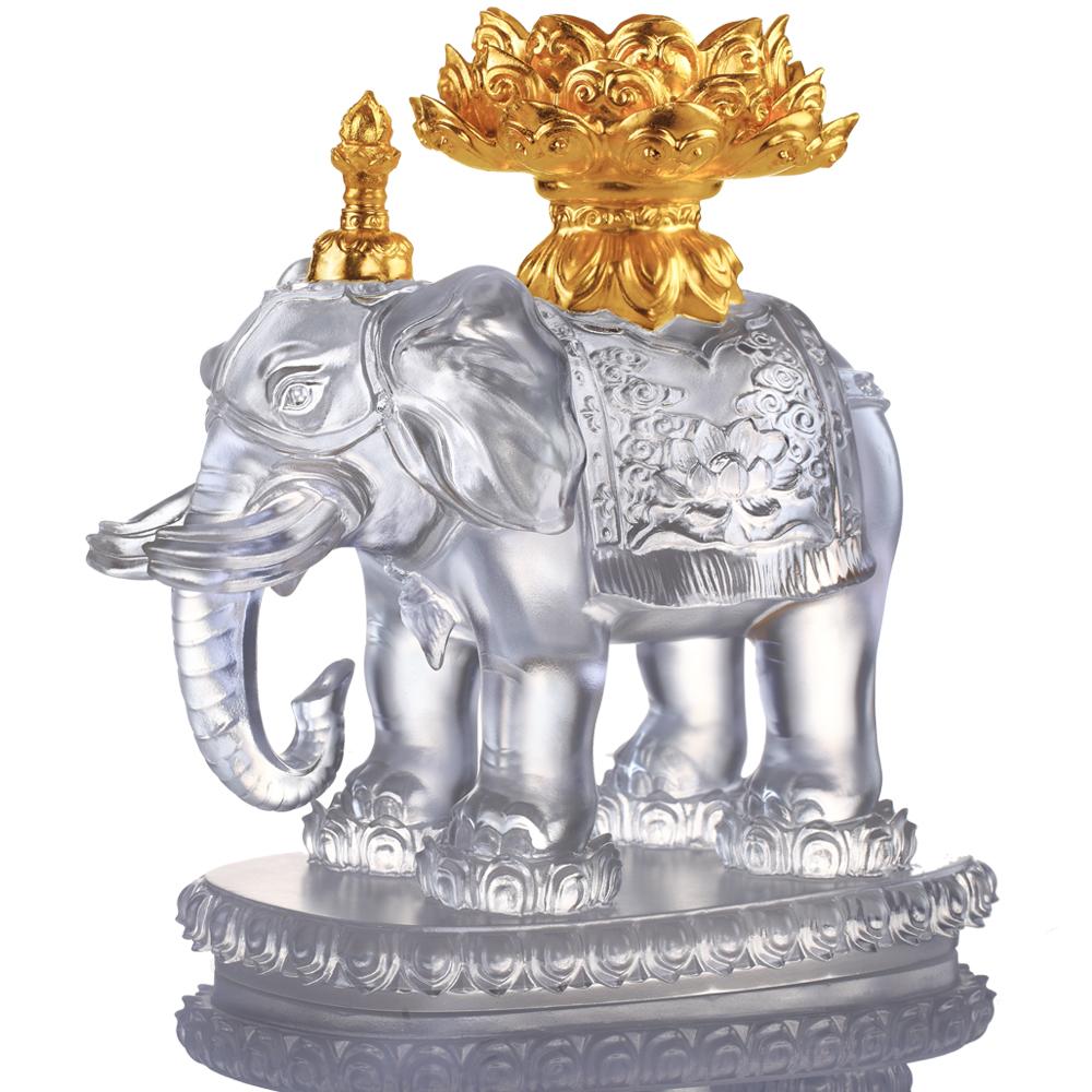 -- DELETE -- Crystal Animal, Elephant, An Auspicious and Pure Existence (24K Gilded) - LIULI Crystal Art