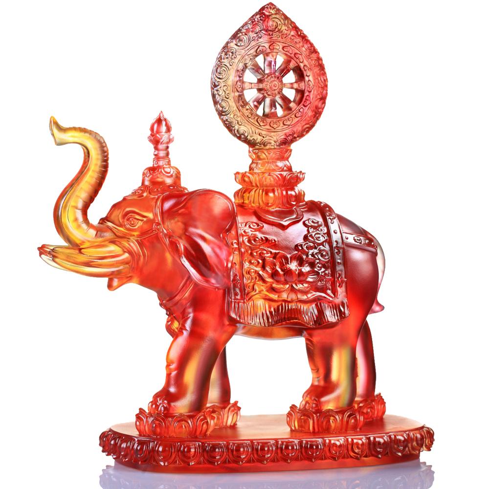 Crystal Animal, Elephant, True Dharma Illumination - LIULI Crystal Art