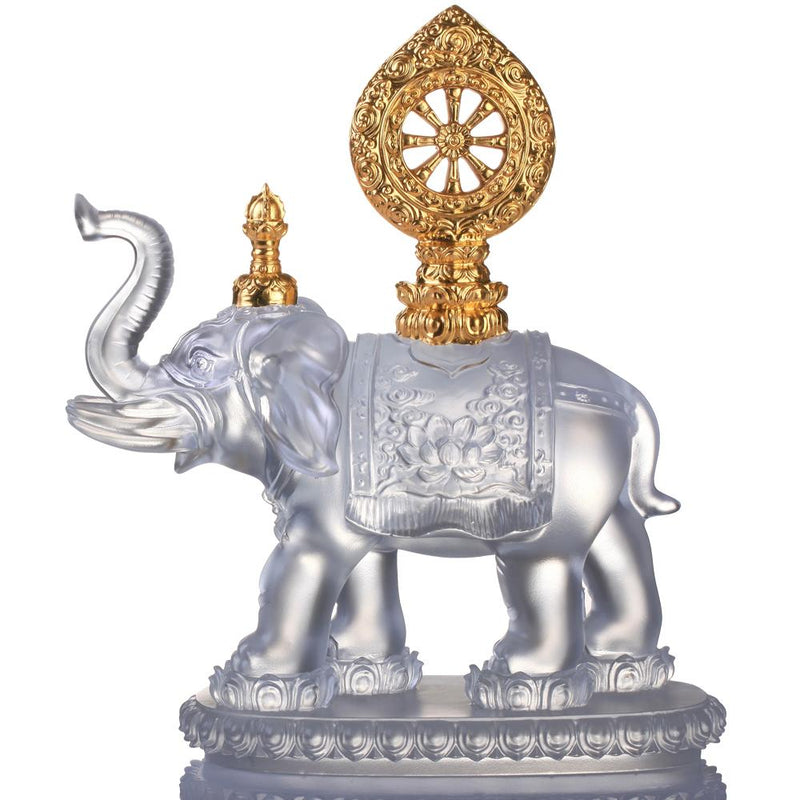 Crystal Animal, Elephant, True Dharma Illumination (24K Gilded) - LIULI Crystal Art