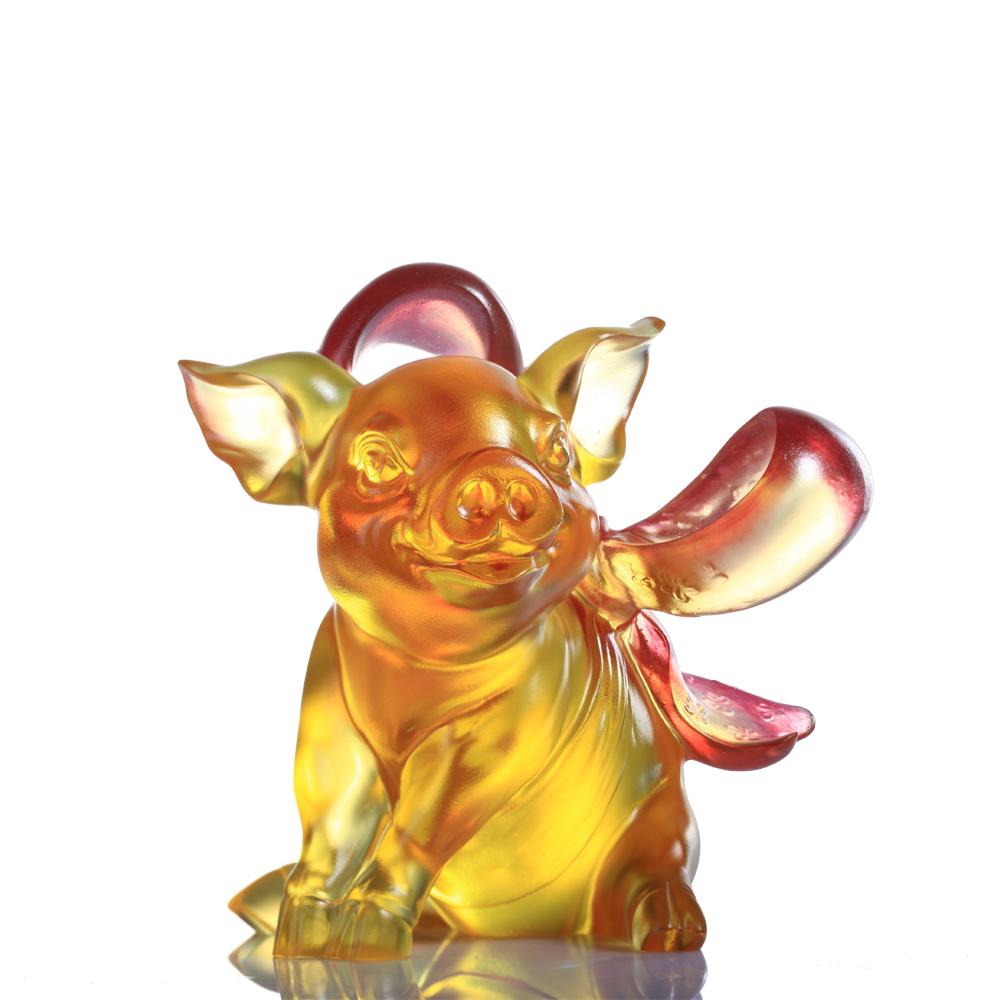 Crystal Animal, Pig, Forever in Happiness - LIULI Crystal Art