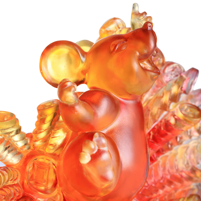 Crystal Animal, Mice, Mouse, Year of the Rat, Happiness Now and Forevermore - LIULI Crystal Art