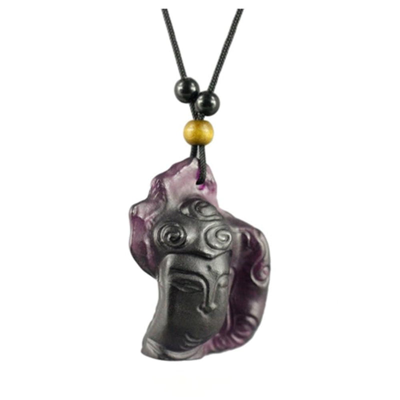 Crystal Pendant, Necklace, Buddha, Free Mind with Happiness - LIULI Crystal Art