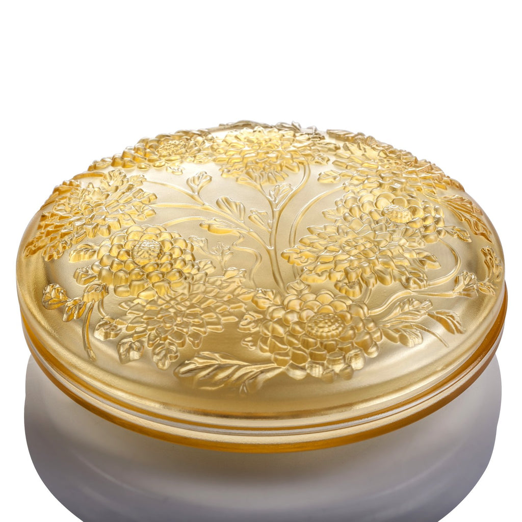 Crystal Jewelry Box, Chrysanthemum, Lunar Treasure Chest (Large) - LIULI Crystal Art