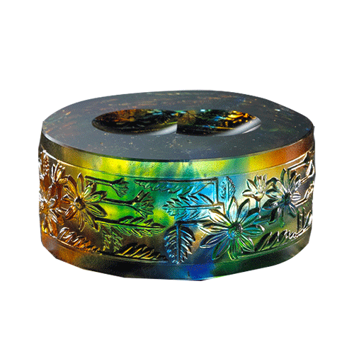 -- Delete -- Crystal Paperweight, Flower, Chrysanthemum, Golden Chrysanthemum - LIULI Crystal Art