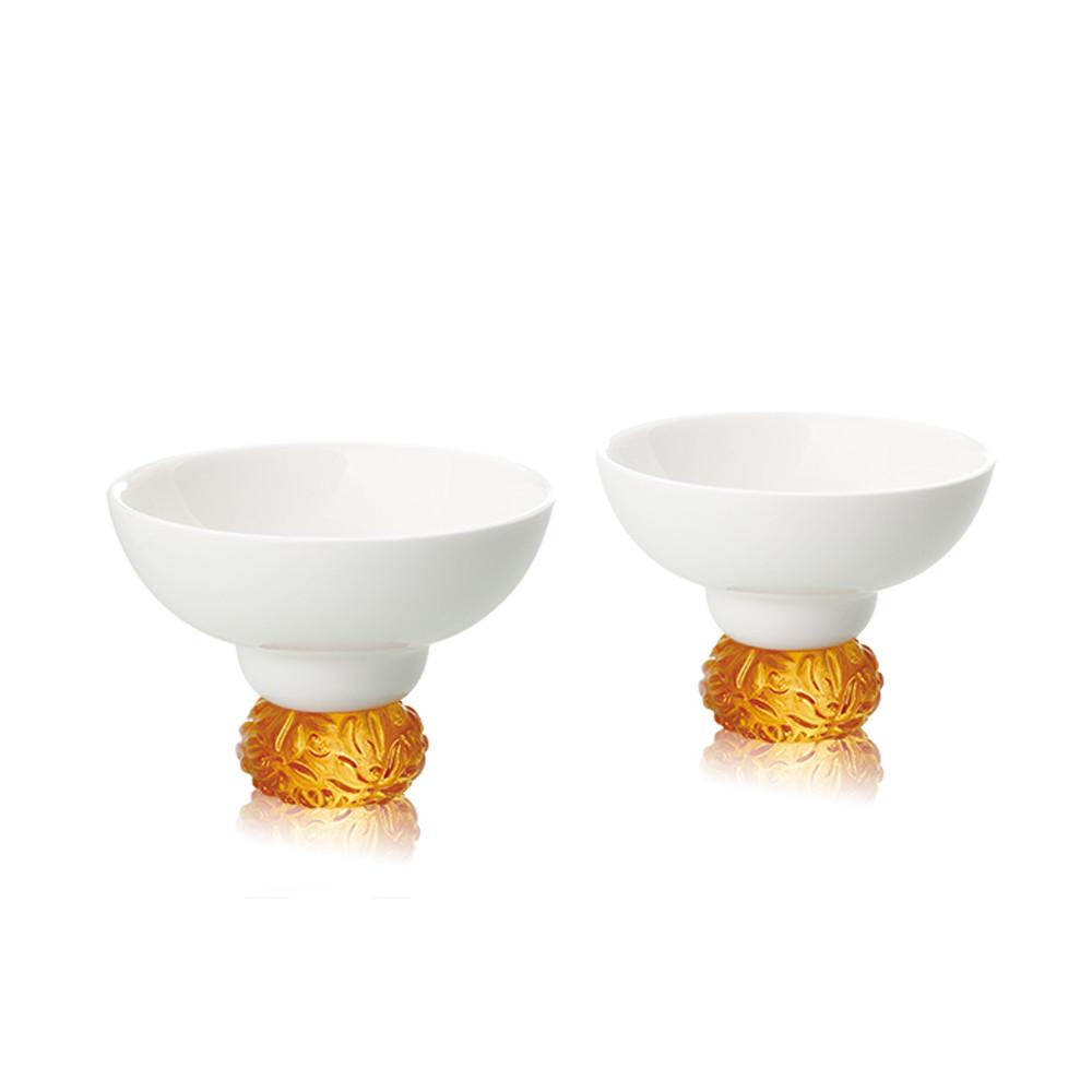 Bone China Sake Cups - Seasonal Treasures-Autumn Chrysanthemum (Set of 2) - LIULI Crystal Art