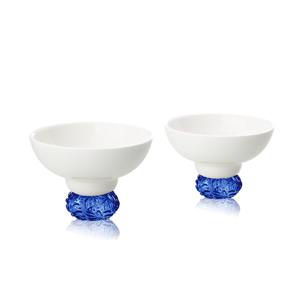 Bone China Sake Cups - Seasonal Treasures-Autumn Chrysanthemum (Set of 2) - LIULI Crystal Art