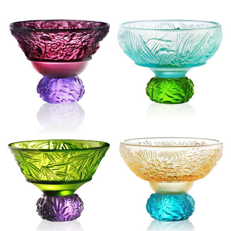 A Drink To Virtue (Set of 4), Sake Glass, Shot Glass (4 Designs) - LIULI Crystal Art
