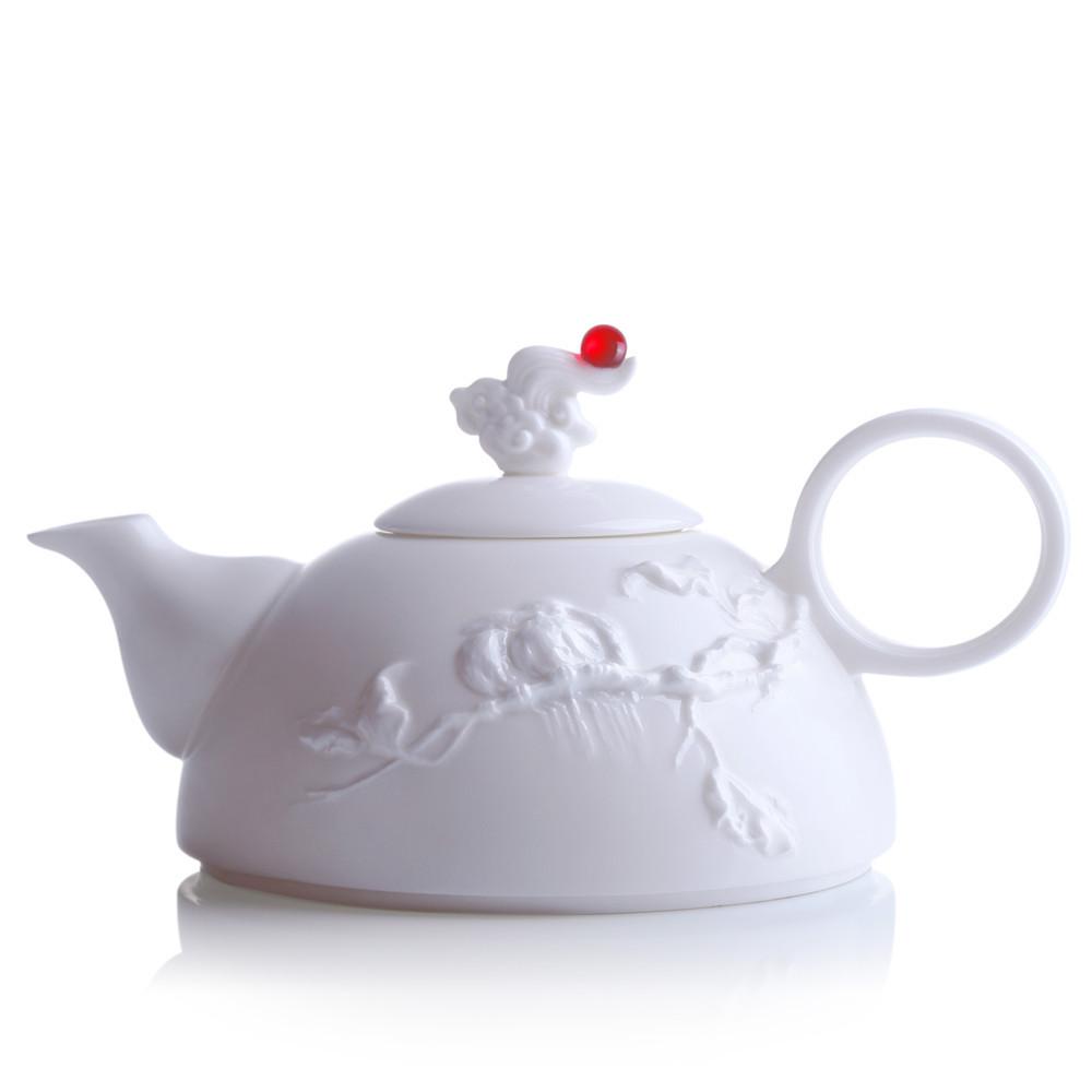 - Bone China Tea and Coffee Set (1 Tea Pot & 4 Cups) - Autumn Mountain (Set of 5) - LIULI Crystal Art