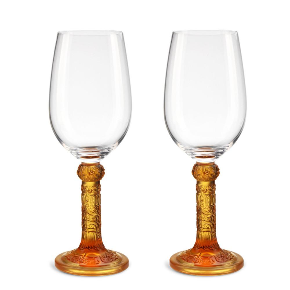 Crystal Wine Goblet, Bordeaux Glass, Flower Moon Duo (Set of 2) - LIULI Crystal Art